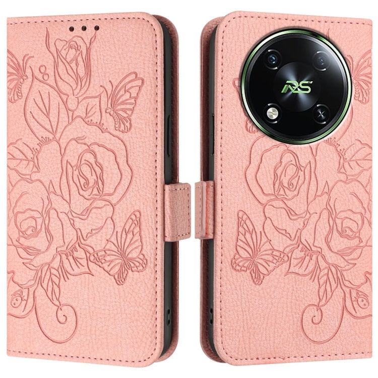 For itel RS4 Embossed Rose RFID Anti-theft Leather Phone Case
