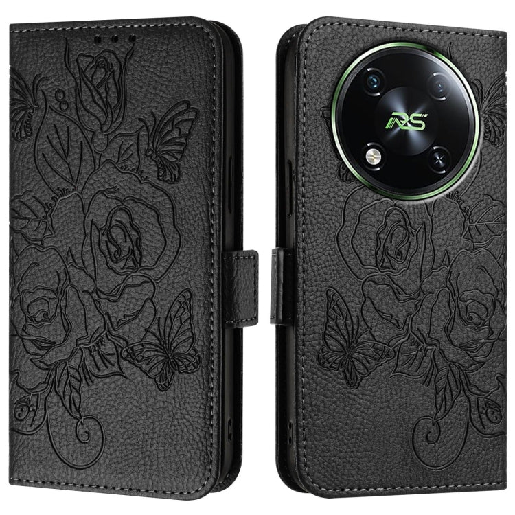 For itel RS4 Embossed Rose RFID Anti-theft Leather Phone Case