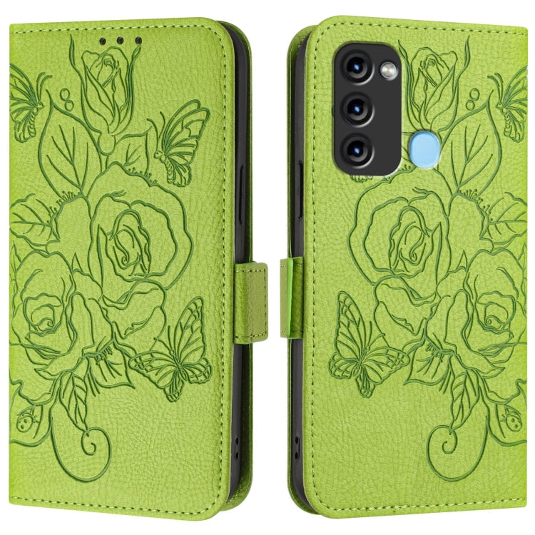 For itel S17 / Vision 3 Embossed Rose RFID Anti-theft Leather Phone Case
