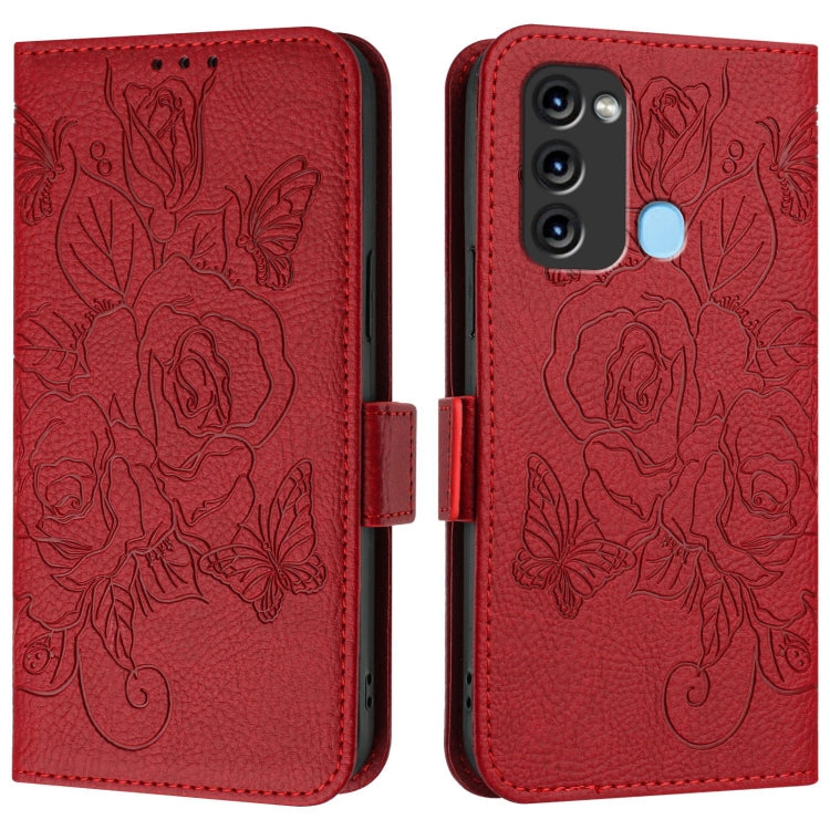 For itel S17 / Vision 3 Embossed Rose RFID Anti-theft Leather Phone Case