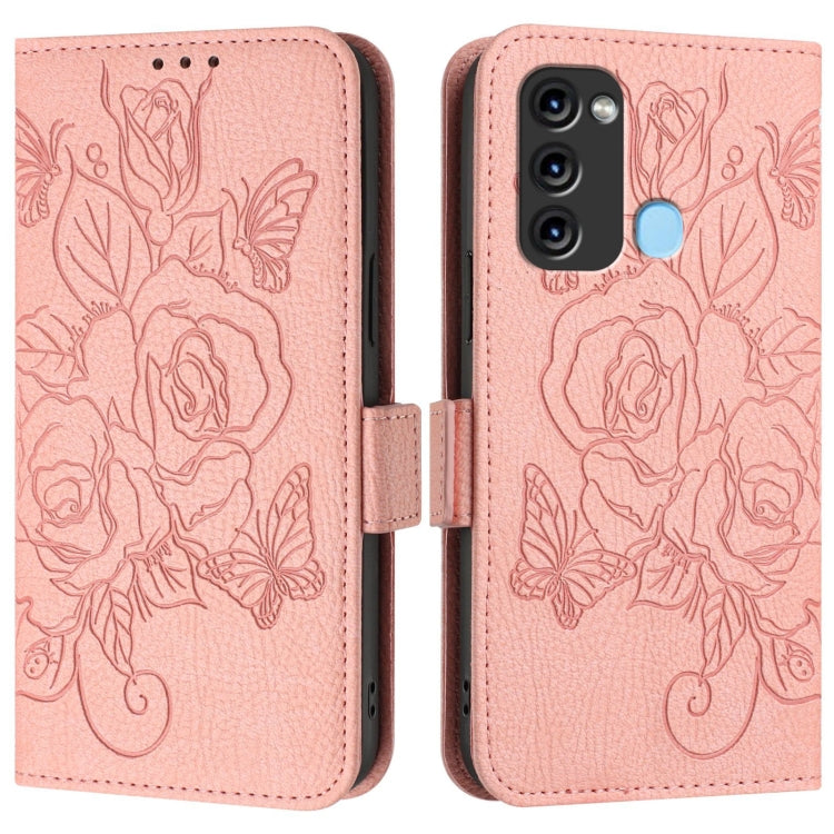For itel S17 / Vision 3 Embossed Rose RFID Anti-theft Leather Phone Case
