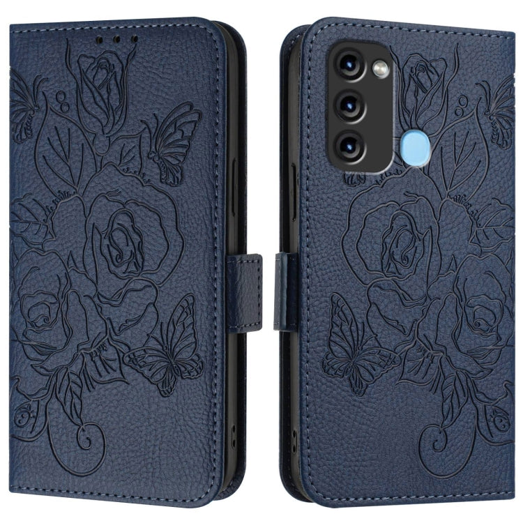 For itel S17 / Vision 3 Embossed Rose RFID Anti-theft Leather Phone Case