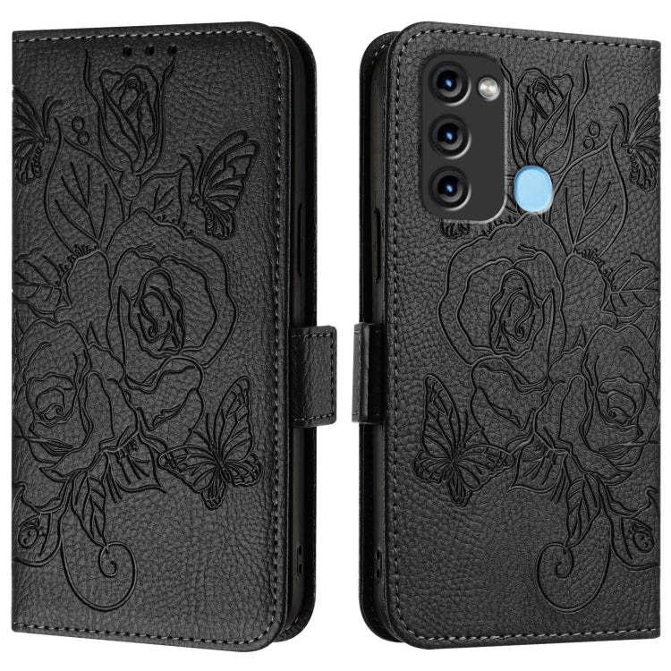 For itel S17 / Vision 3 Embossed Rose RFID Anti-theft Leather Phone Case