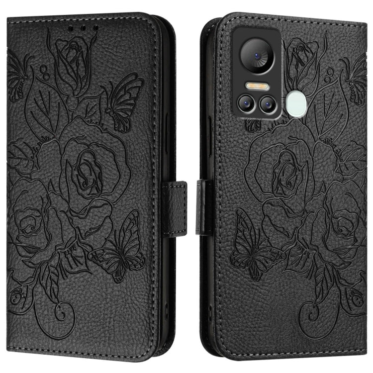 For itel S18 Embossed Rose RFID Anti-theft Leather Phone Case