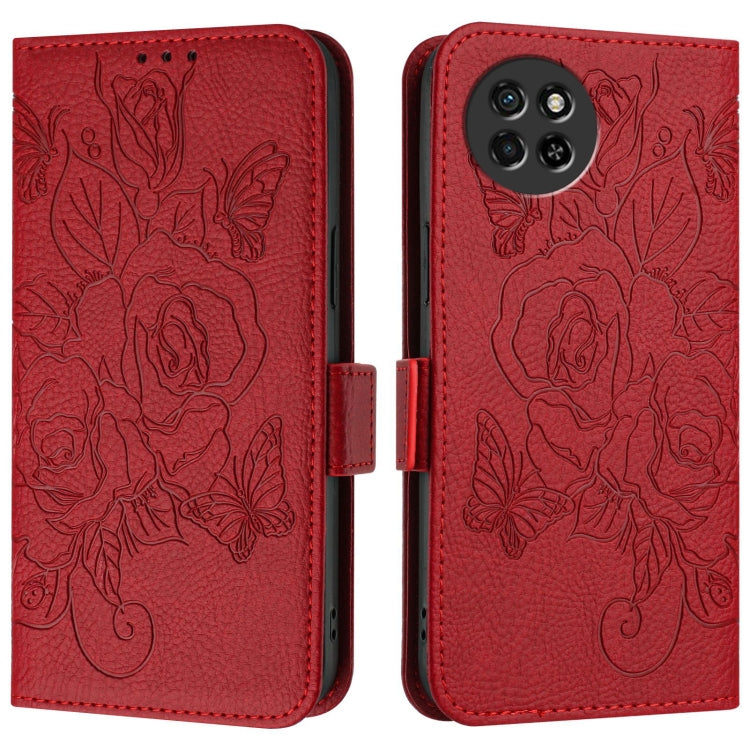For itel S23 Embossed Rose RFID Anti-theft Leather Phone Case