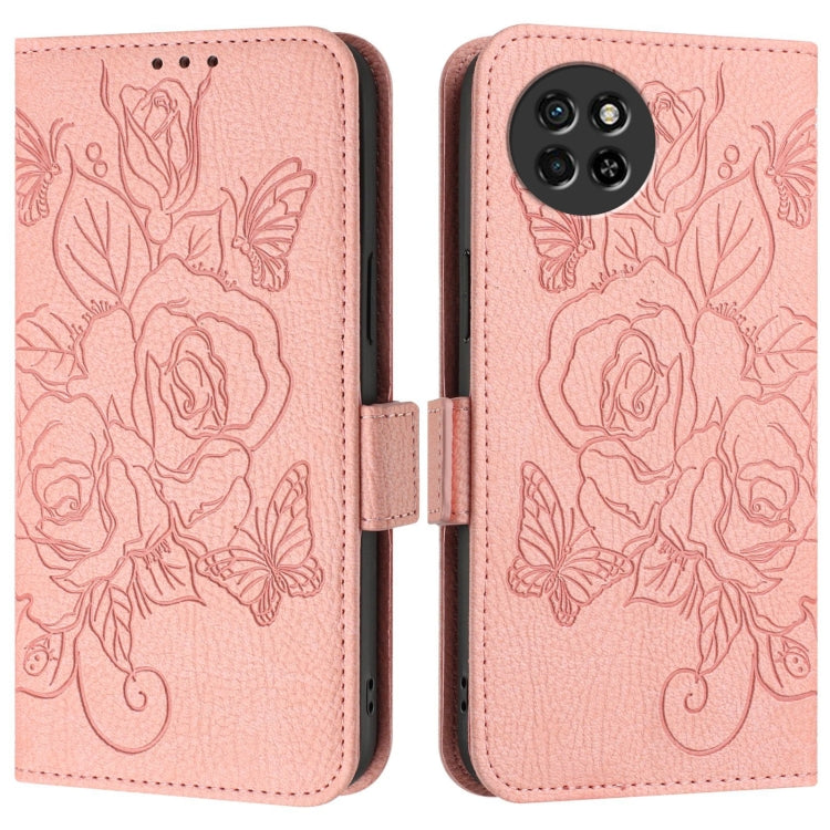 For itel S23 Embossed Rose RFID Anti-theft Leather Phone Case
