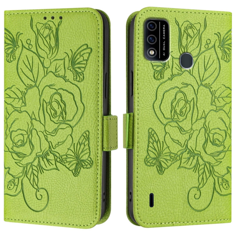 For itel A48 Embossed Rose RFID Anti-theft Leather Phone Case