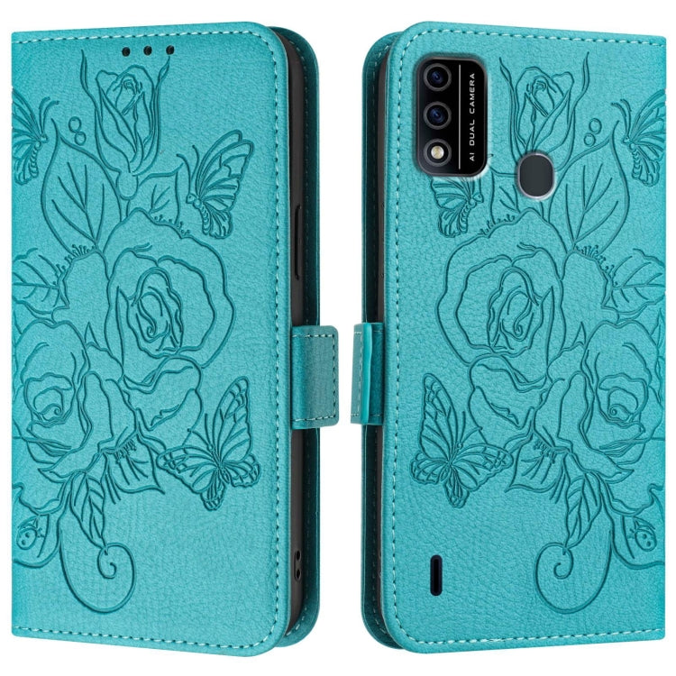 For itel A48 Embossed Rose RFID Anti-theft Leather Phone Case