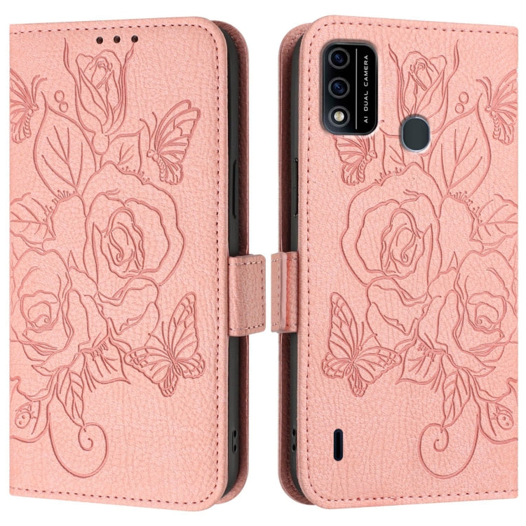 For itel A48 Embossed Rose RFID Anti-theft Leather Phone Case