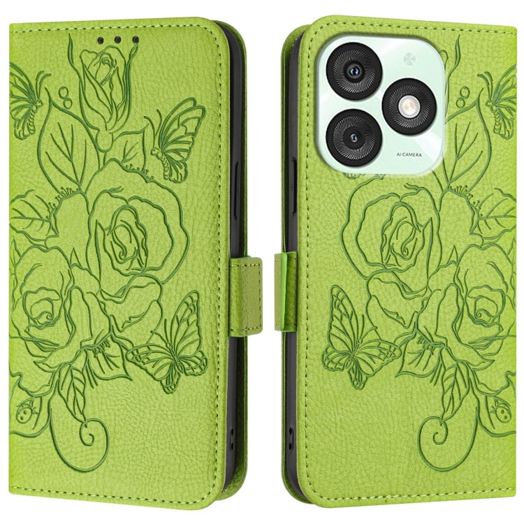 For itel A50 Embossed Rose RFID Anti-theft Leather Phone Case
