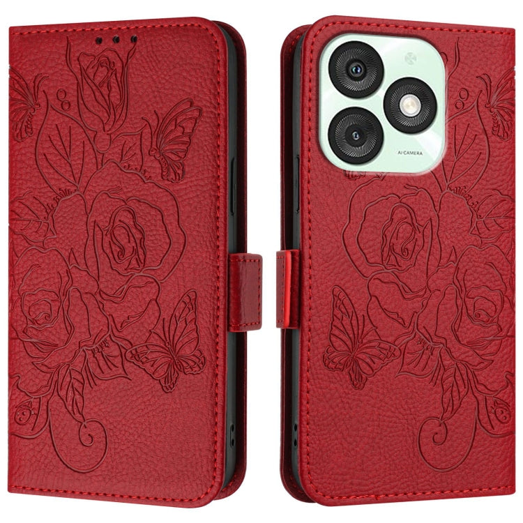 For itel A50 Embossed Rose RFID Anti-theft Leather Phone Case