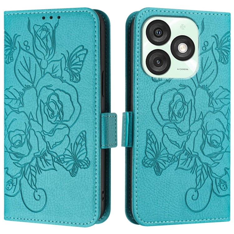 For itel A50 Embossed Rose RFID Anti-theft Leather Phone Case