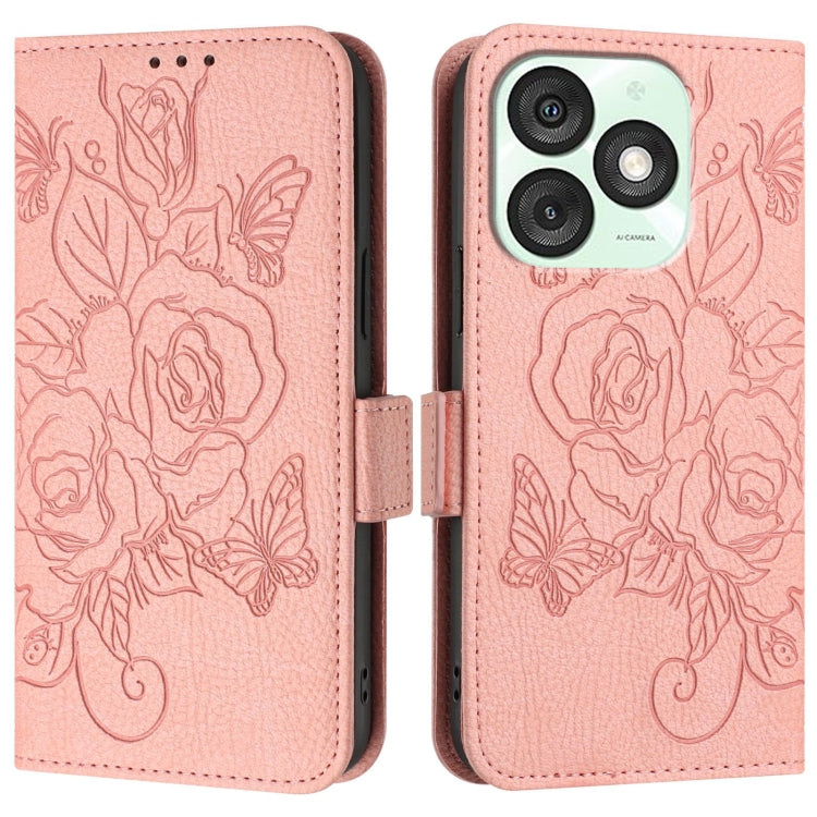 For itel A50 Embossed Rose RFID Anti-theft Leather Phone Case