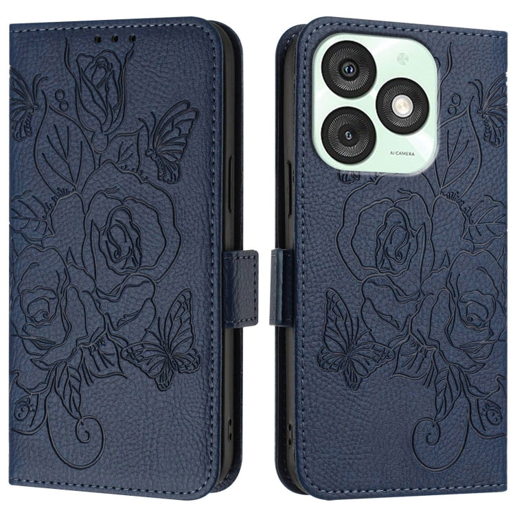 For itel A50 Embossed Rose RFID Anti-theft Leather Phone Case