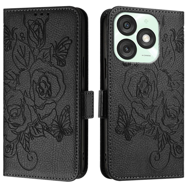 For itel A50 Embossed Rose RFID Anti-theft Leather Phone Case