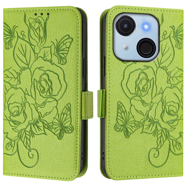 For itel A50C Embossed Rose RFID Anti-theft Leather Phone Case