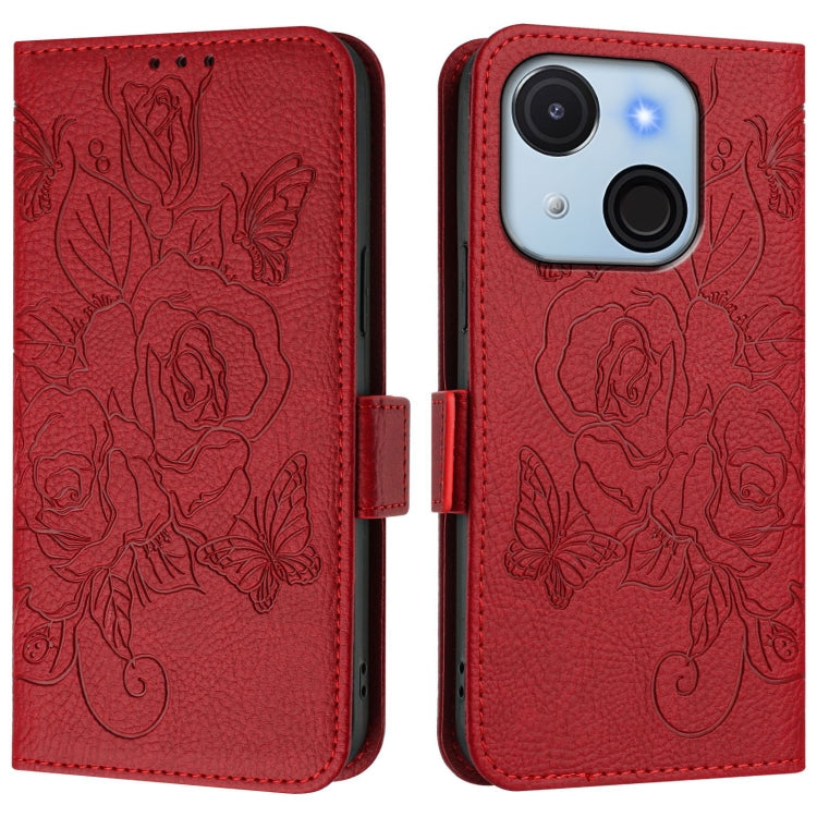 For itel A50C Embossed Rose RFID Anti-theft Leather Phone Case