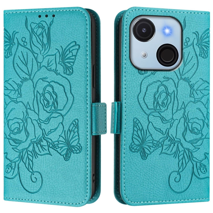 For itel A50C Embossed Rose RFID Anti-theft Leather Phone Case
