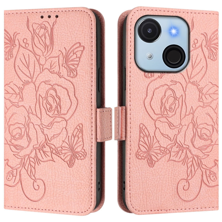 For itel A50C Embossed Rose RFID Anti-theft Leather Phone Case