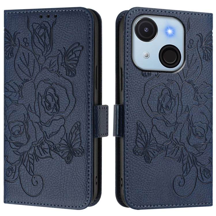 For itel A50C Embossed Rose RFID Anti-theft Leather Phone Case