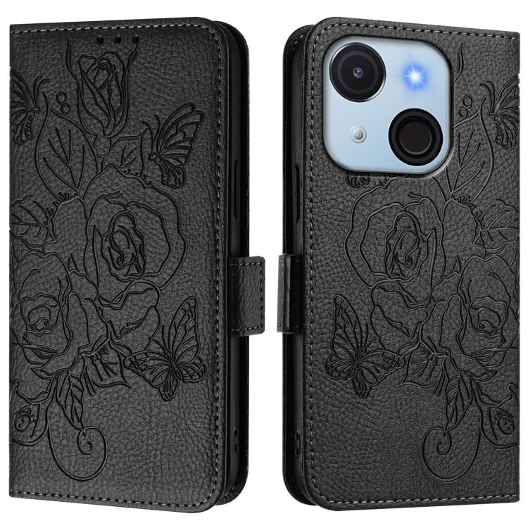 For itel A50C Embossed Rose RFID Anti-theft Leather Phone Case
