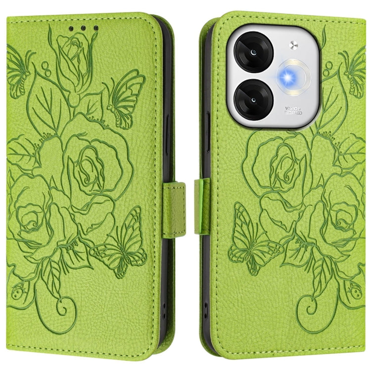 For itel A80 4G Embossed Rose RFID Anti-theft Leather Phone Case