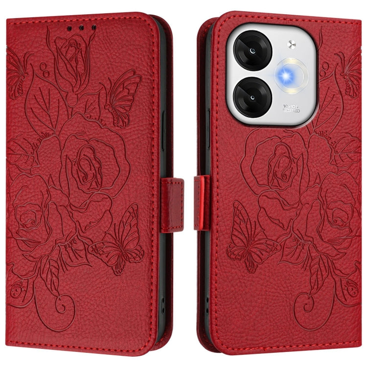 For itel A80 4G Embossed Rose RFID Anti-theft Leather Phone Case