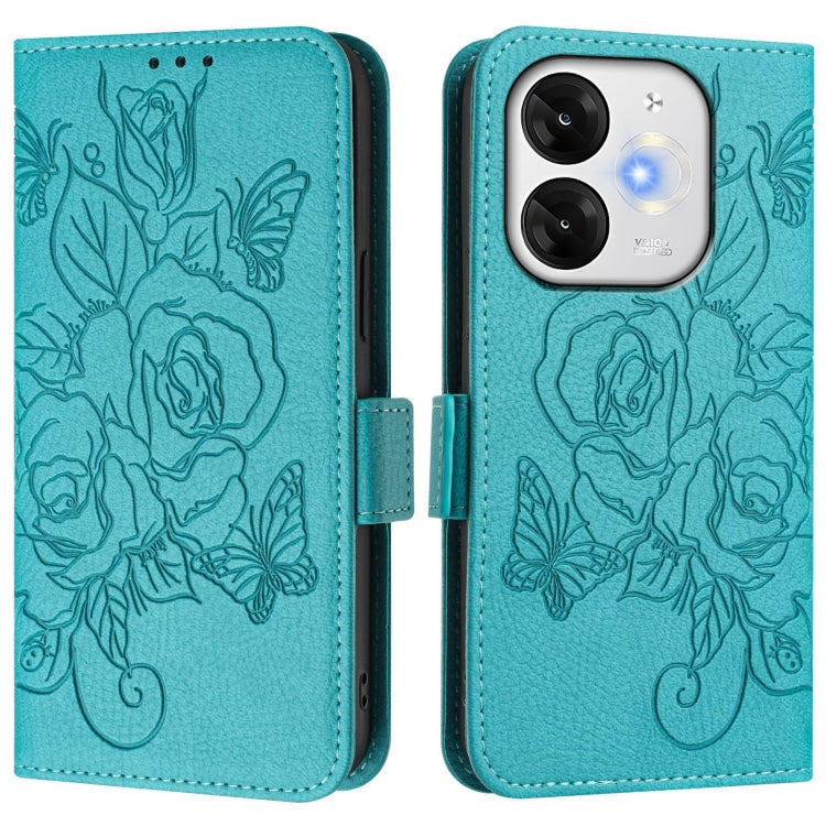 For itel A80 4G Embossed Rose RFID Anti-theft Leather Phone Case
