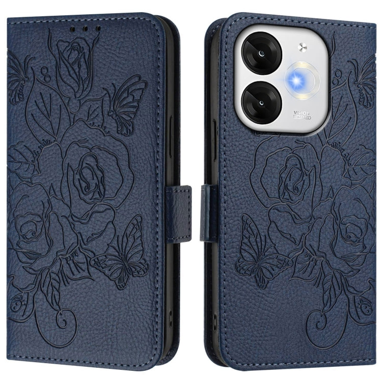 For itel A80 4G Embossed Rose RFID Anti-theft Leather Phone Case