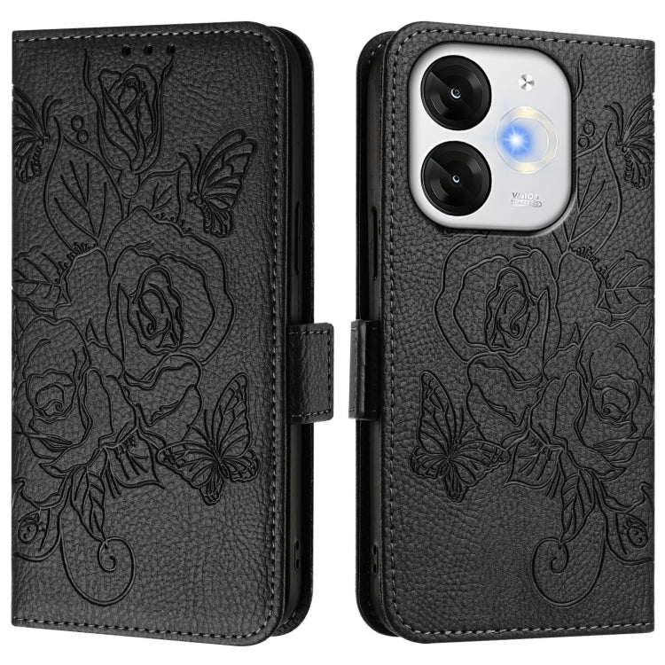 For itel A80 4G Embossed Rose RFID Anti-theft Leather Phone Case