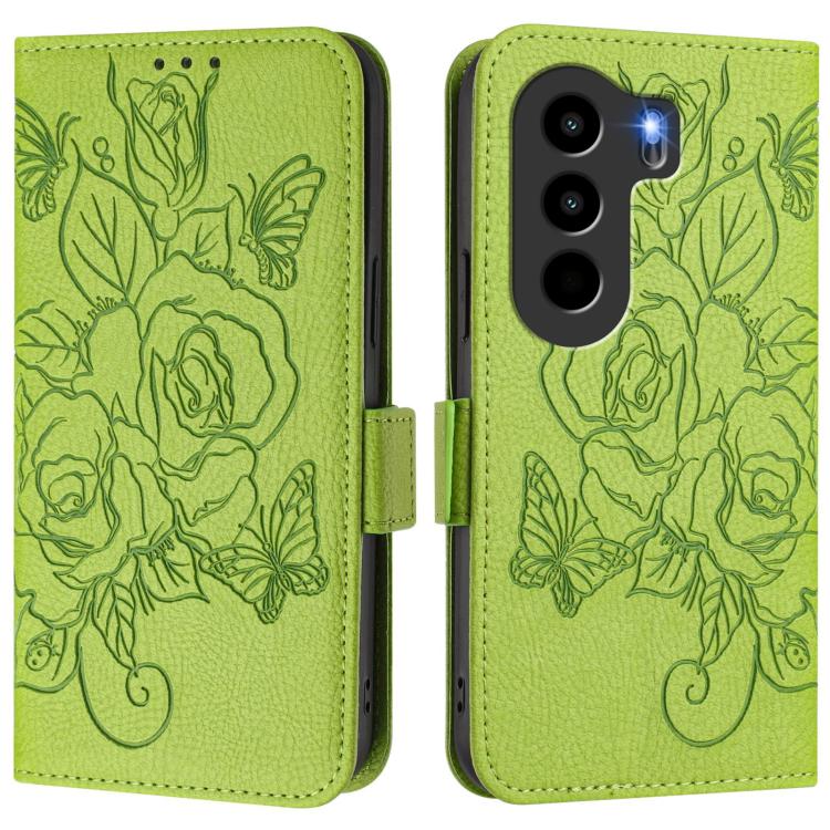 For itel Power 70 Embossed Rose RFID Anti-theft Leather Phone Case