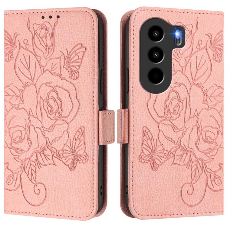 For itel Power 70 Embossed Rose RFID Anti-theft Leather Phone Case