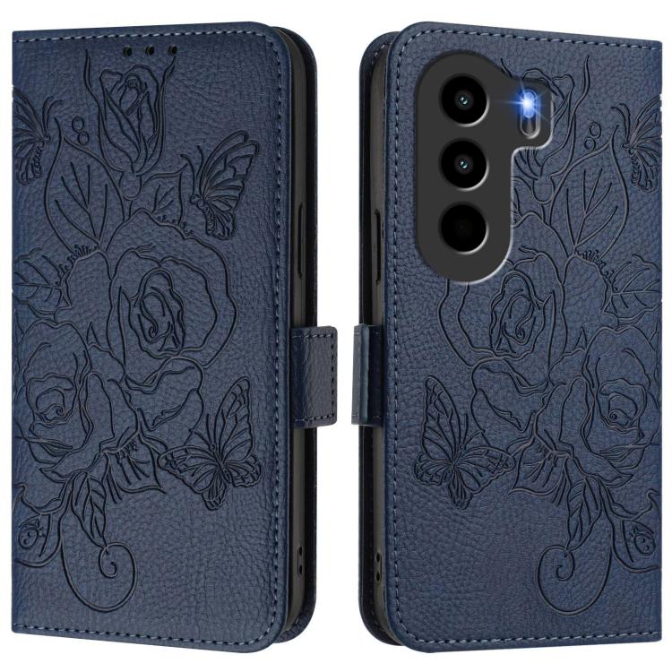 For itel Power 70 Embossed Rose RFID Anti-theft Leather Phone Case
