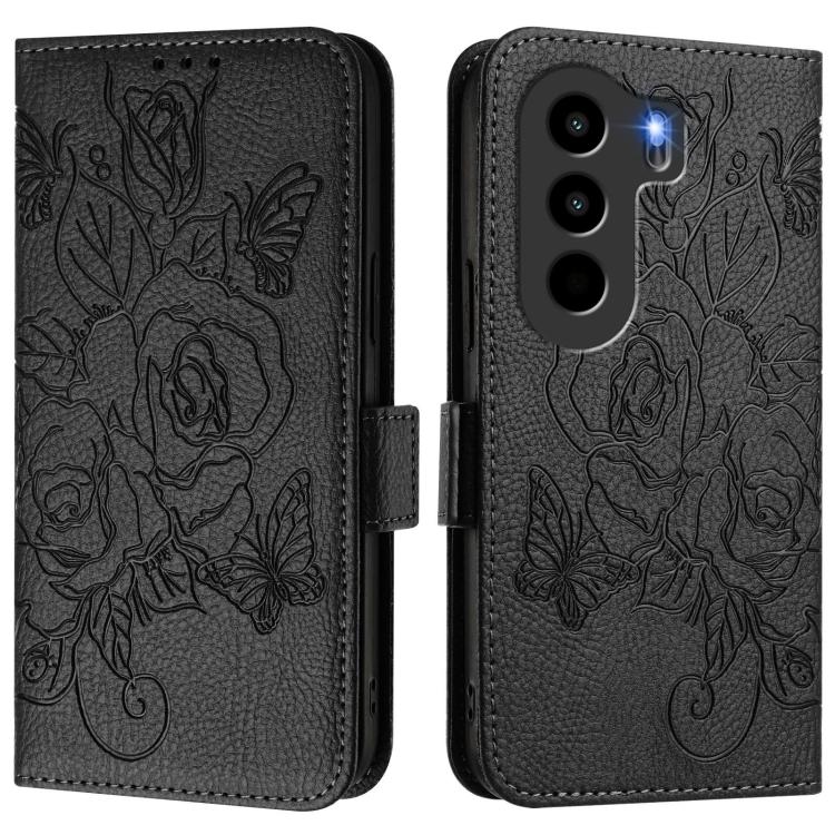 For itel Power 70 Embossed Rose RFID Anti-theft Leather Phone Case