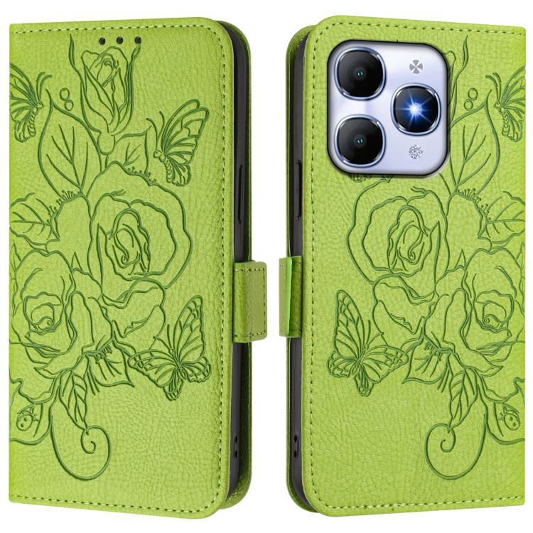 For itel A90 4G Embossed Rose RFID Anti-theft Leather Phone Case