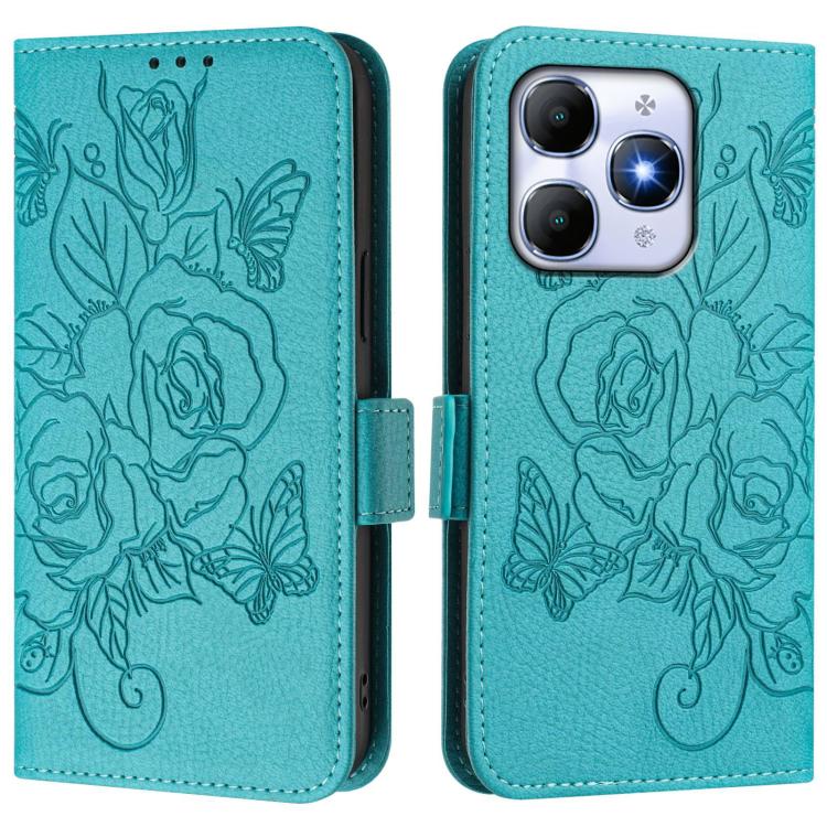 For itel A90 4G Embossed Rose RFID Anti-theft Leather Phone Case