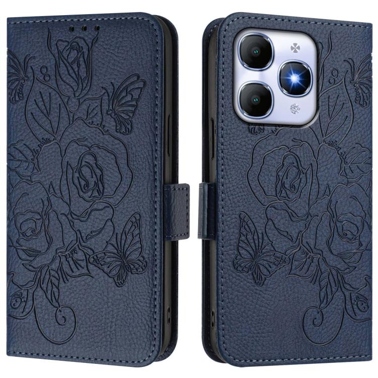 For itel A90 4G Embossed Rose RFID Anti-theft Leather Phone Case