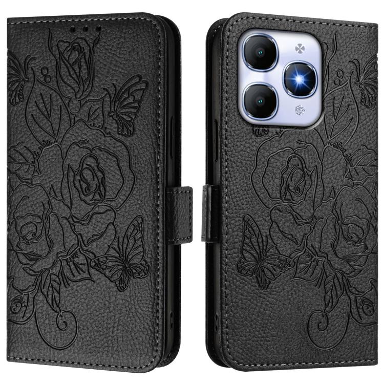 For itel A90 4G Embossed Rose RFID Anti-theft Leather Phone Case