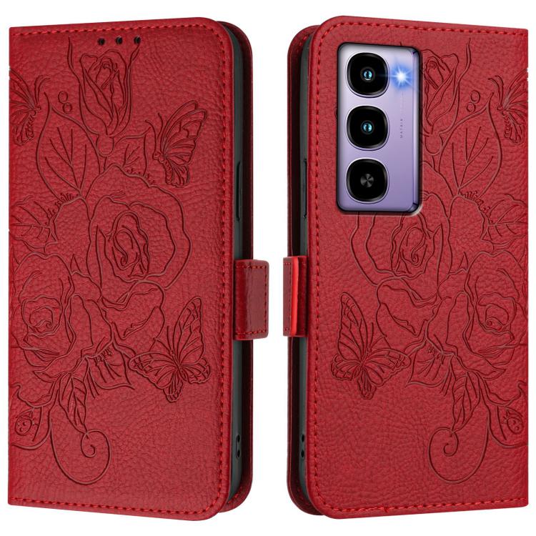 For itel City 100 Embossed Rose RFID Anti-theft Leather Phone Case