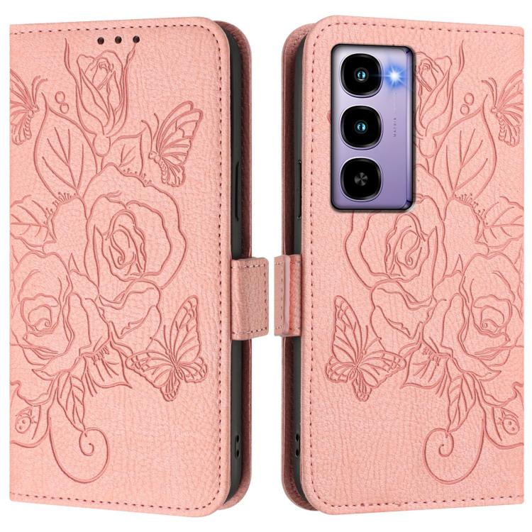 For itel City 100 Embossed Rose RFID Anti-theft Leather Phone Case