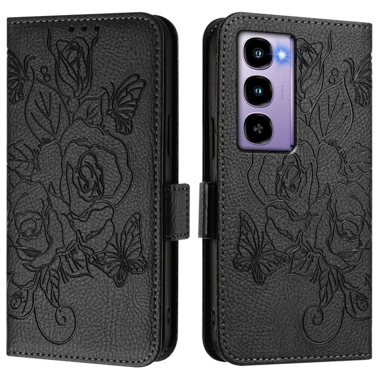 For itel City 100 Embossed Rose RFID Anti-theft Leather Phone Case