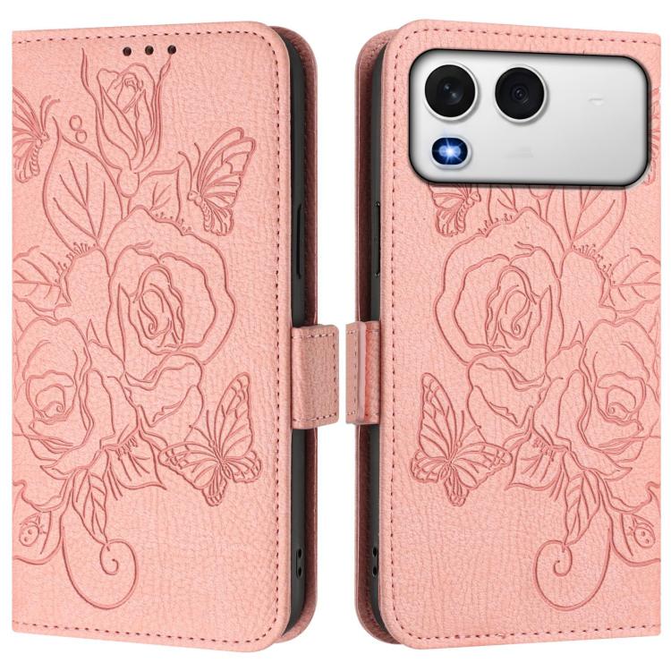 For itel A200 4G / A200+ 4G Embossed Rose RFID Anti-theft Leather Phone Case