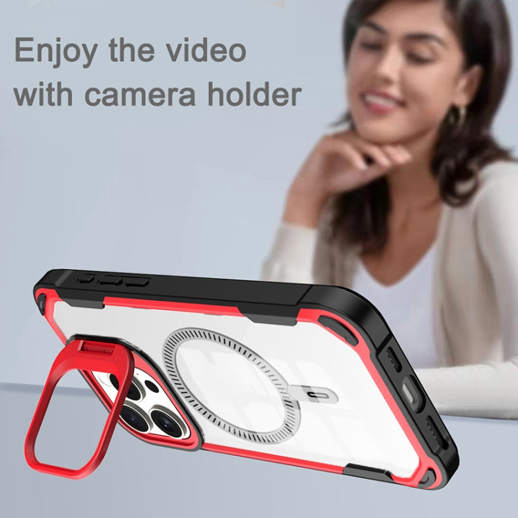 For iPhone 14 Plus Transparent Acrylic MagSafe Lens Holder Phone Case