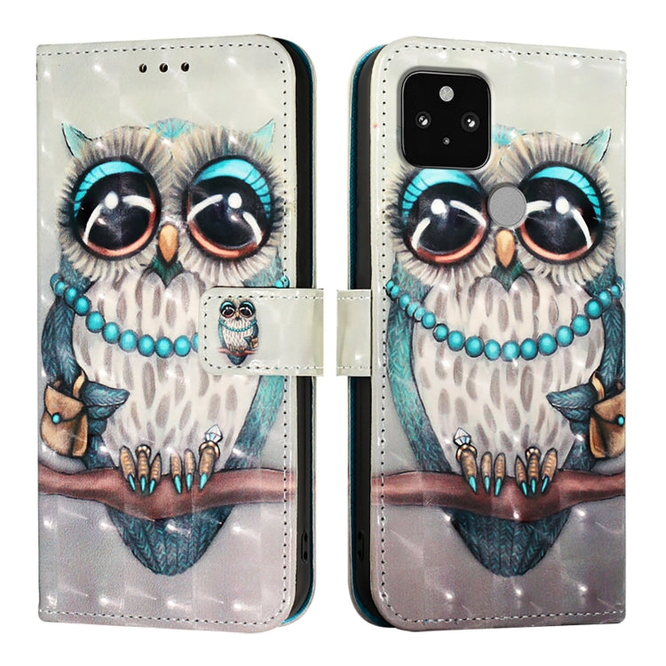 For Google Pixel 5 3D Painting Horizontal Flip Leather Phone Case