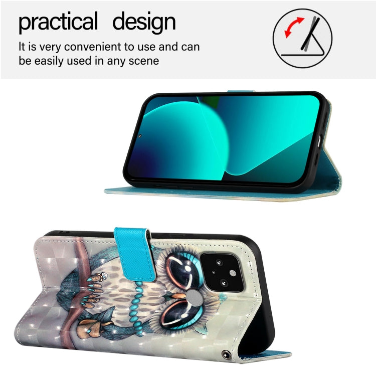 For Google Pixel 5 3D Painting Horizontal Flip Leather Phone Case