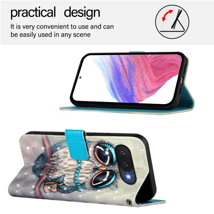 For Google Pixel 9a 3D Painting Horizontal Flip Leather Phone Case