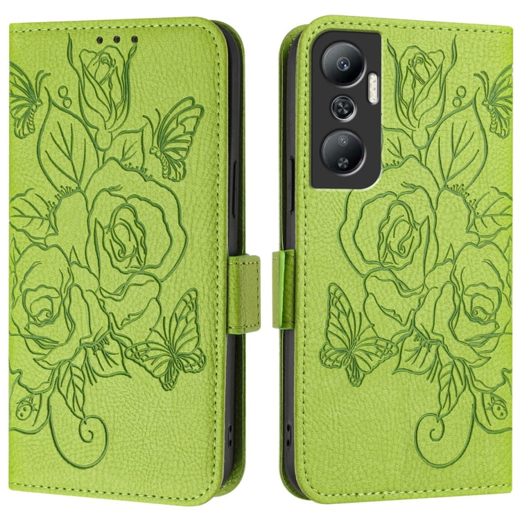 For Infinix Hot 20 4G Embossed Rose RFID Anti-theft Leather Phone Case
