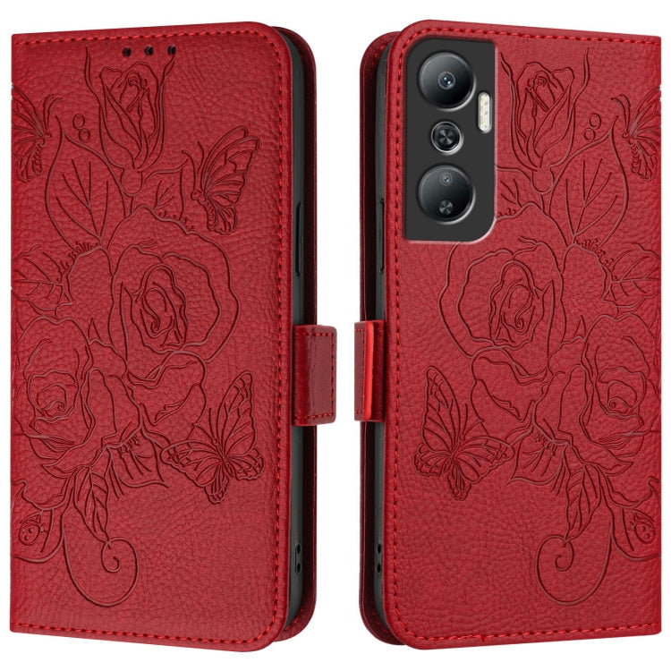 For Infinix Hot 20 4G Embossed Rose RFID Anti-theft Leather Phone Case