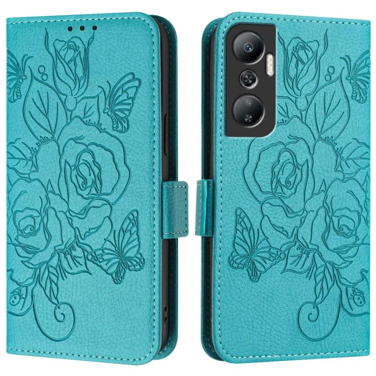 For Infinix Hot 20 4G Embossed Rose RFID Anti-theft Leather Phone Case