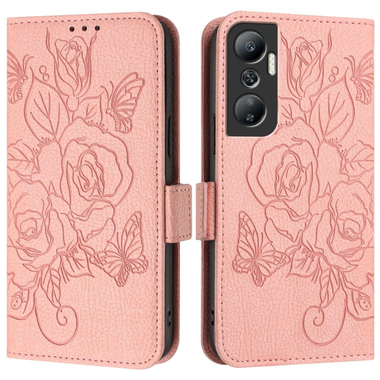 For Infinix Hot 20 4G Embossed Rose RFID Anti-theft Leather Phone Case
